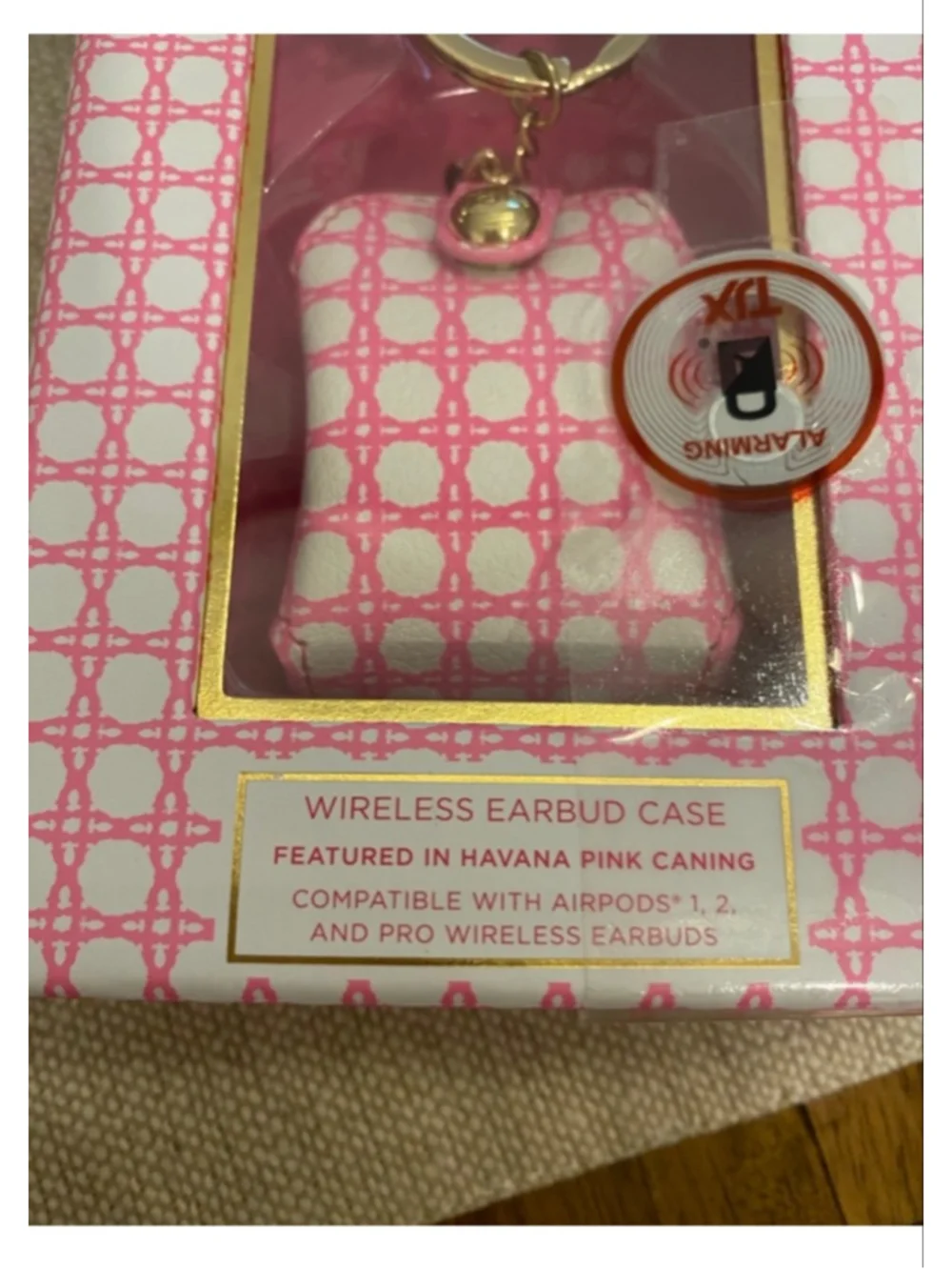 Lilly Pulitzer AirPods Case Keychain | Havana Pink Caning Earbud Holder